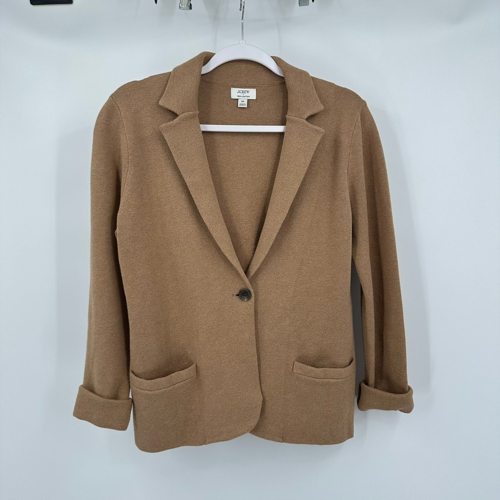 J Crew Womens Minimalist Blazer Size XS Old Money Classic Knit‎ Jacket Neutral